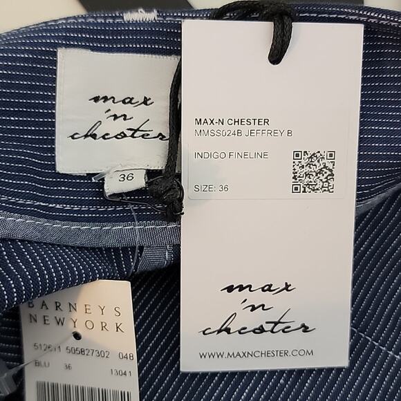 Max 'N Chester Jeffery B Indigo Fineline Blue Pinstripe Pants 36 RUNS SMALL - Picture 11 of 15